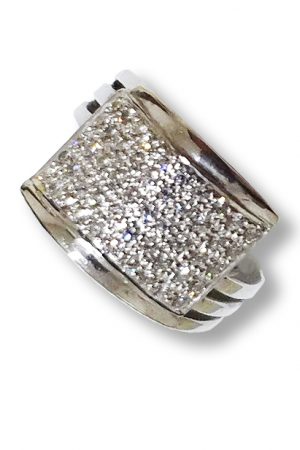 Silver Zircon Studded Designer Ring PSJ10004